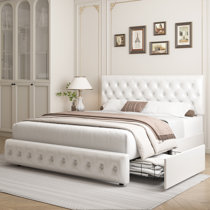 Wayfair white bed frame outlet queen